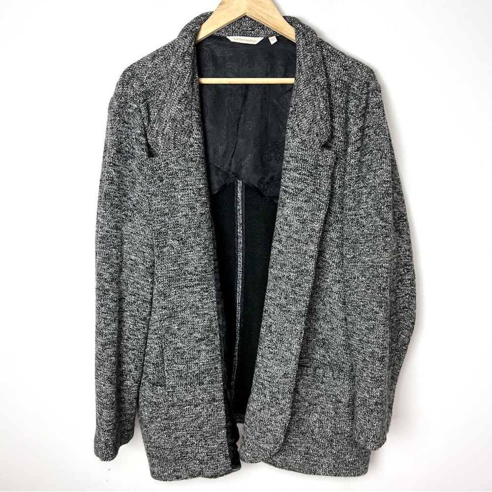 Soft Surroundings Black Bouncle Knit Open Front St. James Blazer Jacket